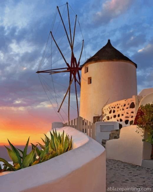 Santorini Greece Windmills New Paint By Numbers.jpg