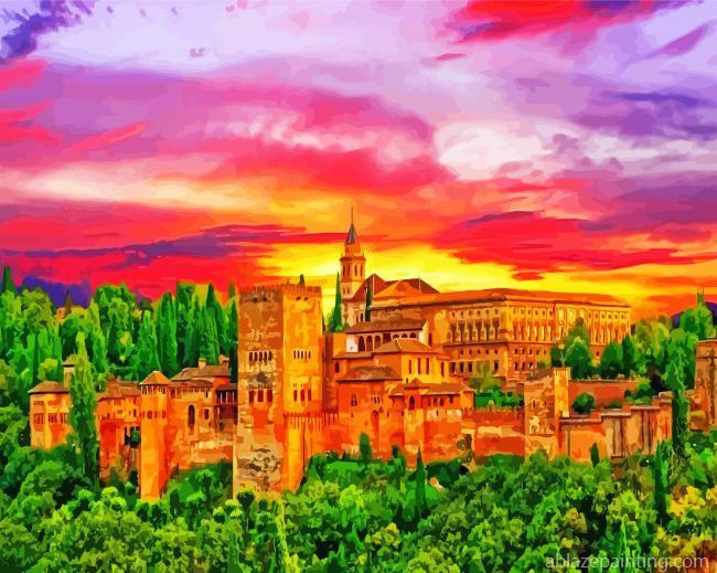 Alhambra Palace At Sunset Paint By Numbers.jpg
