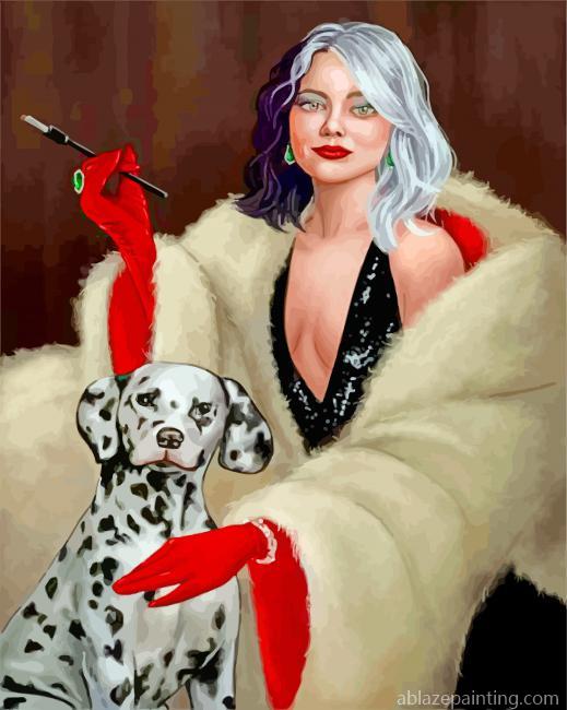 Cruella And Dalmatian Dog Paint By Numbers.jpg