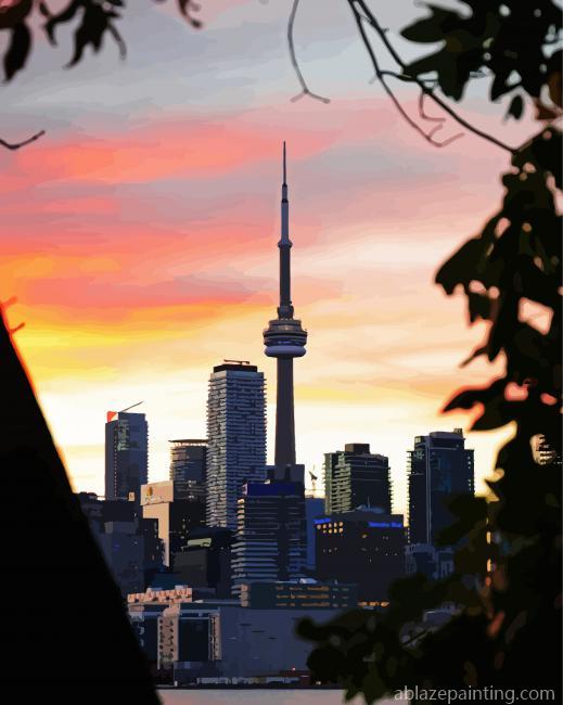 Cn Tower At Sunset Paint By Numbers.jpg