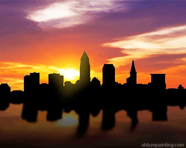 Cleveland Silhouettes At Sunset Paint By Numbers.jpg