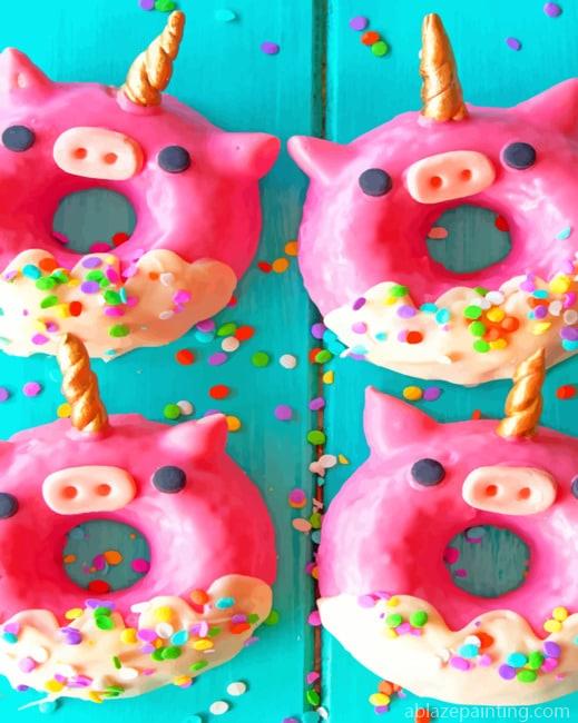Unicorn Pig Donuts Food Paint By Numbers.jpg