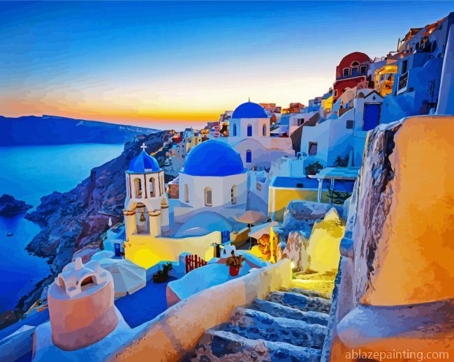 Thira City At Sunset Paint By Numbers.jpg