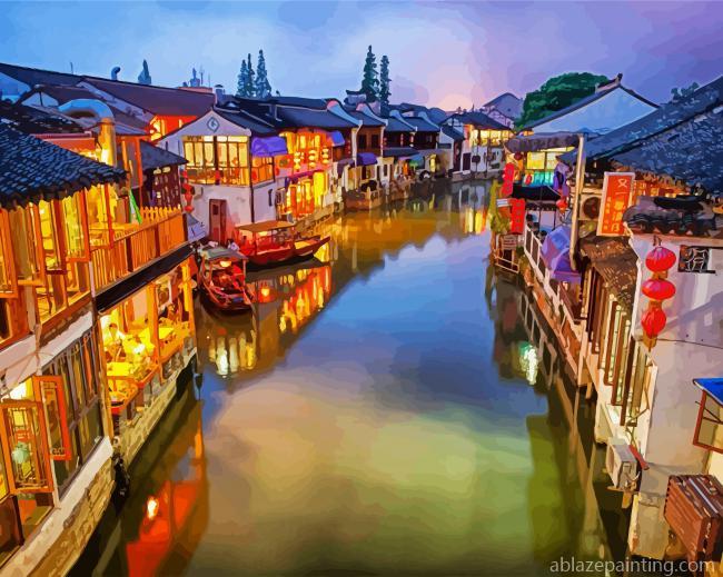 Zhouzhuang Water Town Night Paint By Numbers.jpg