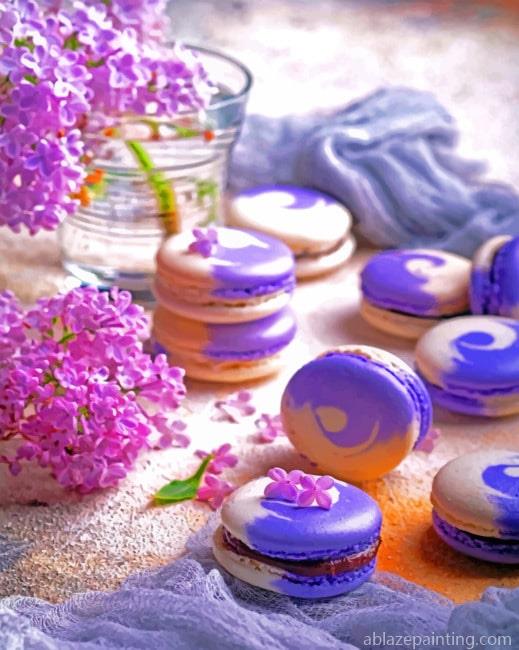 White And Purple Macarons Food Paint By Numbers.jpg