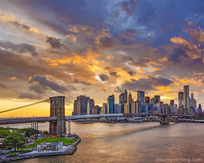 Brooklyn Bridge At Sunset Cities Paint By Numbers.jpg