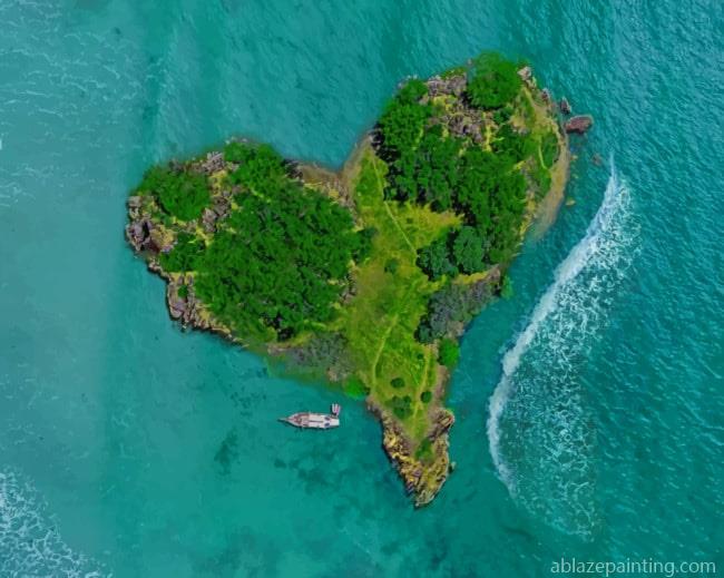 Aerial View Of Heart Shaped Tropical Island Landscapes Paint By Numbers.jpg