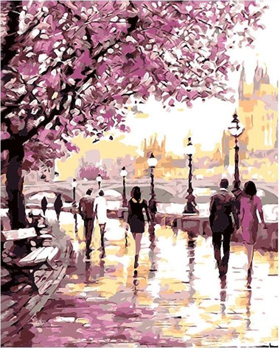 Cherry Blossoms Road Kits Wall Art Picture Diy Paint By Numbers.jpg