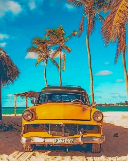 Amazing View Yellow Car In Cuba New Paint By Numbers.jpg