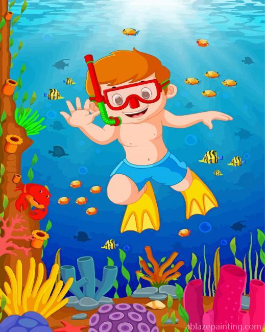 Sea Boy With Fishes Paint By Numbers.jpg