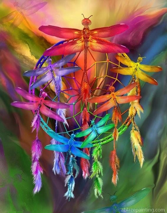 Colorful Dream Catcher Dragonflies Animals Paint By Numbers.jpg