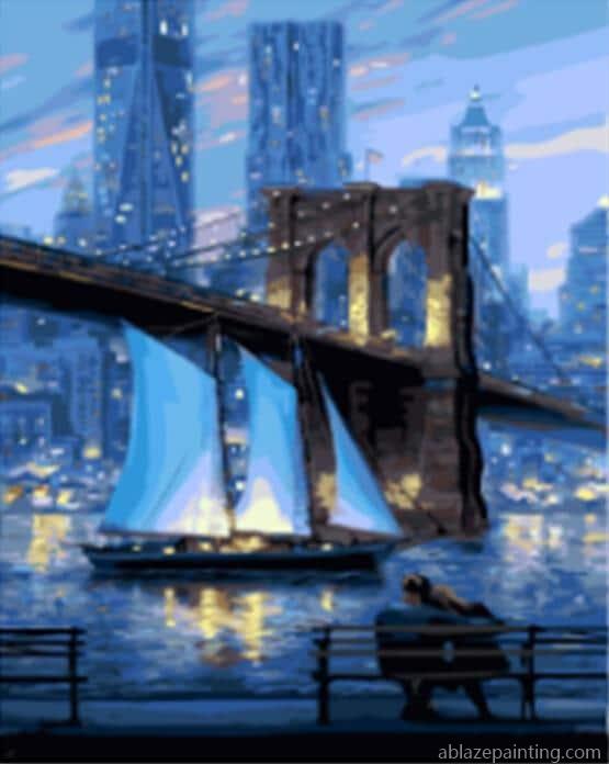 Dark Blue Brooklyn Bridge Cities Paint By Numbers.jpg