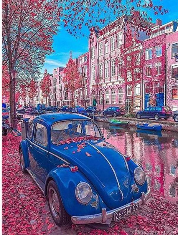 Blue Car In Rotterdam Cities Paint By Numbers.jpg