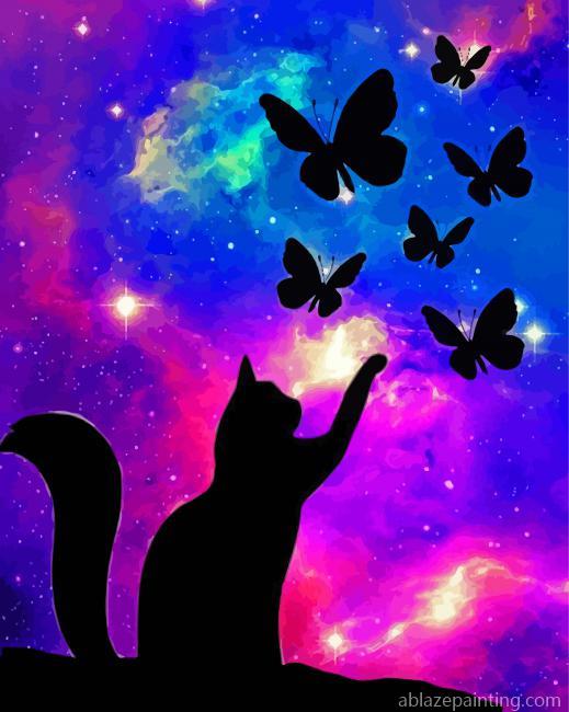 Cat With Butterflies Silhouette Paint By Numbers.jpg