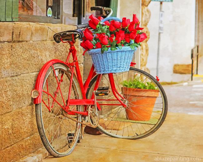 Red Bike And Flowers Paint By Numbers.jpg