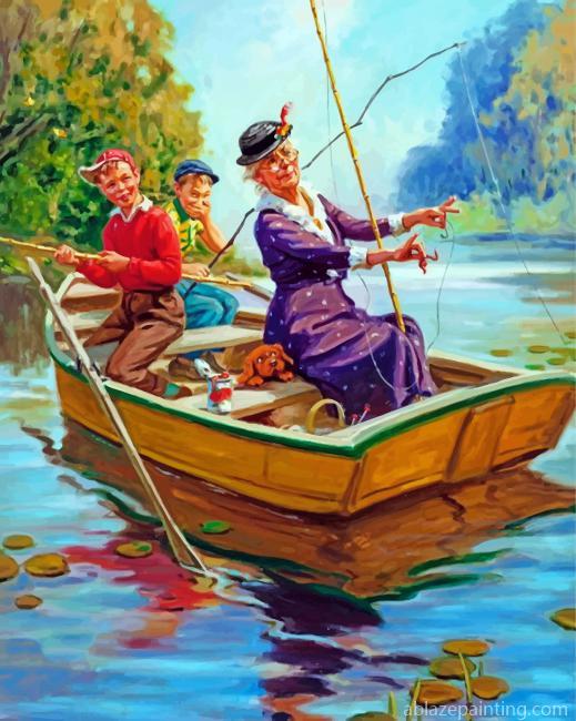 Grandma And Kids On Boat Paint By Numbers.jpg