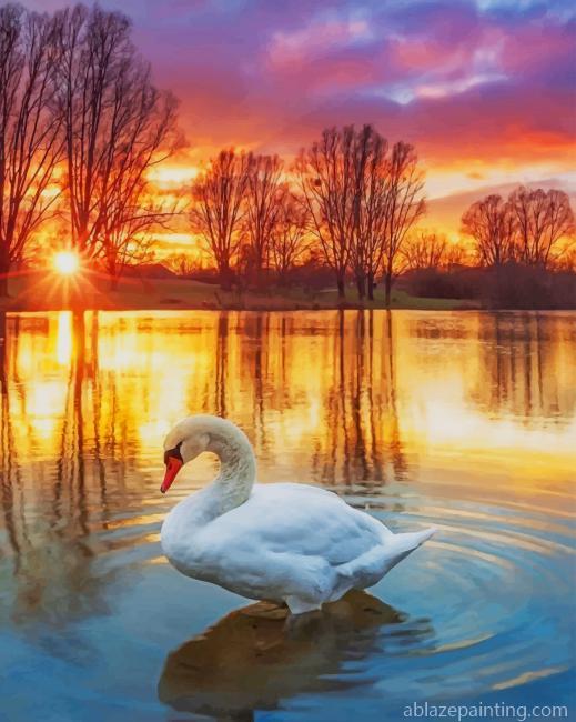 Sunset Swan In Lake New Paint By Numbers.jpg