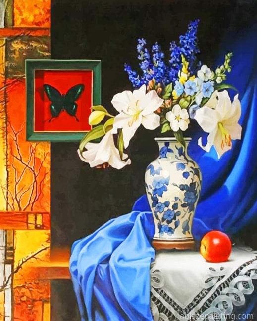 Aesthetic Blue Vase With White Sunflowers New Paint By Numbers.jpg