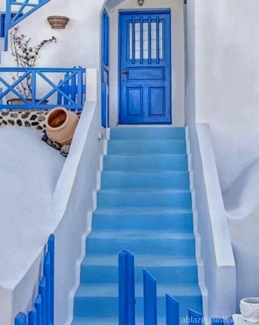 Blue And White House Santorini New Paint By Numbers.jpg