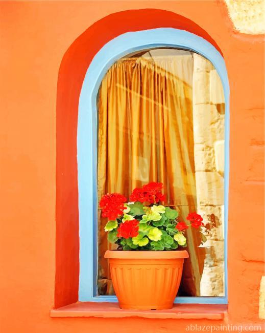 Blue Window Red Flower New Paint By Numbers.jpg