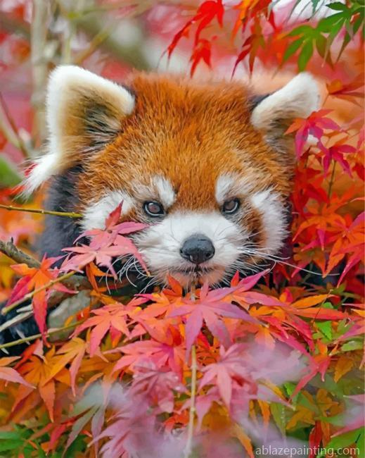 Red Panda And Leaves Paint By Numbers.jpg