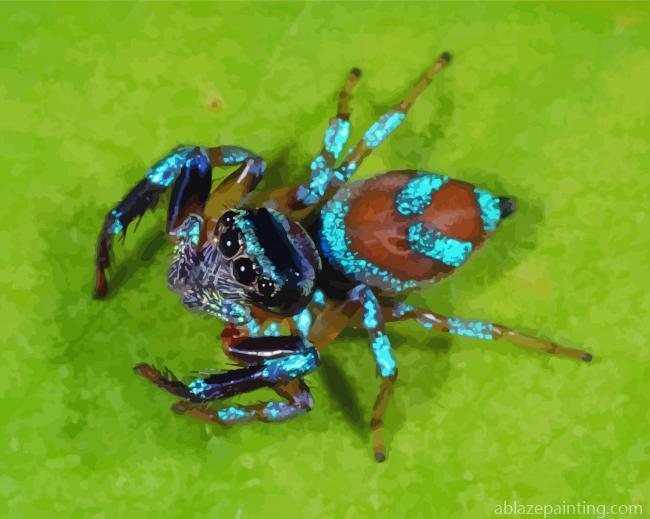 Blue And Brown Spider Paint By Numbers.jpg