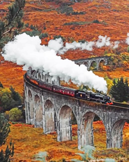 Train Passing Through Scottish Landscape Paint By Numbers.jpg