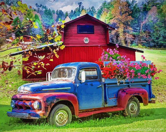 Aesthetic Old Truck And Flowers Paint By Numbers.jpg