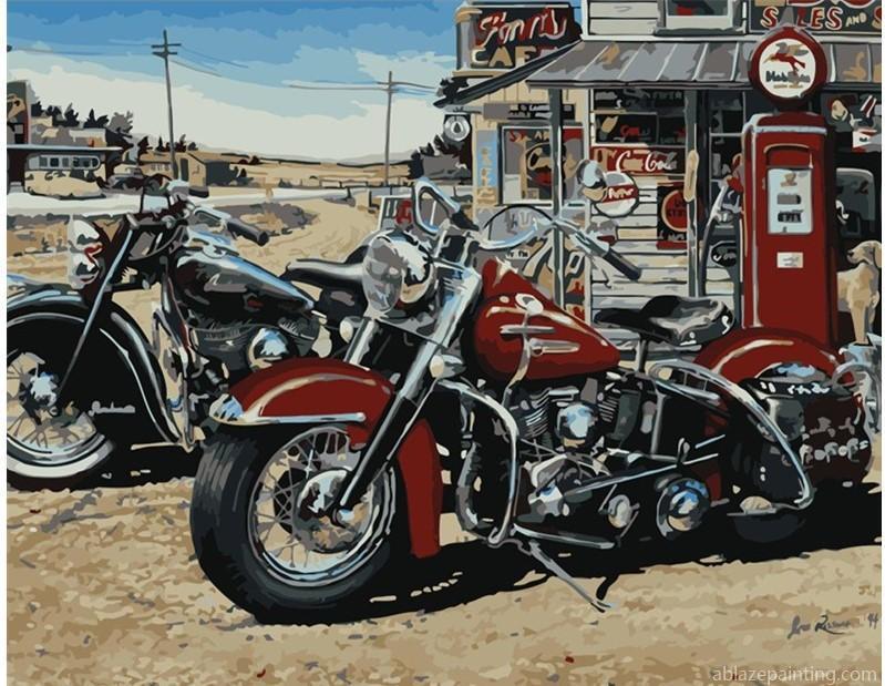 Motorcycles In Gas Station Paint By Numbers.jpg