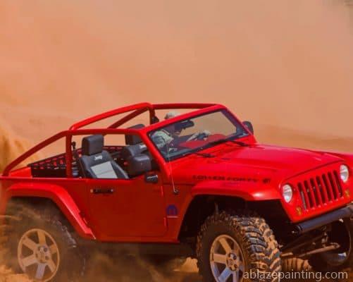 Red Jeep Car In Desert Paint By Numbers.jpg