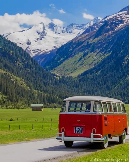 Red Vw Bus In Beautiful Landscape New Paint By Numbers.jpg