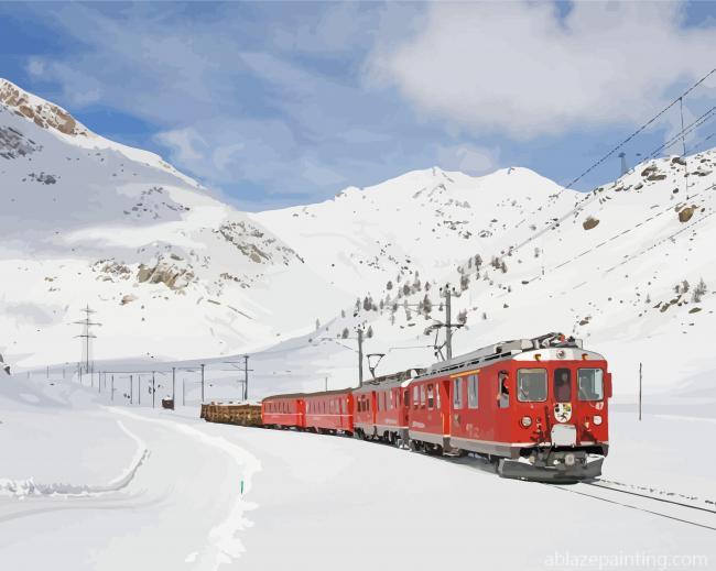 Mountain Train In Snow Paint By Numbers.jpg
