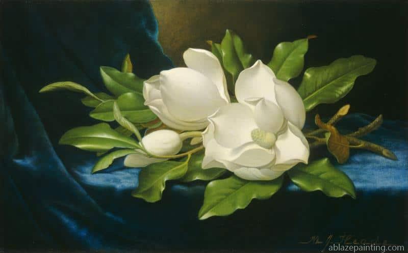 Magnolias On A Blue Velvet Cloth Flowers Paint By Numbers.jpg
