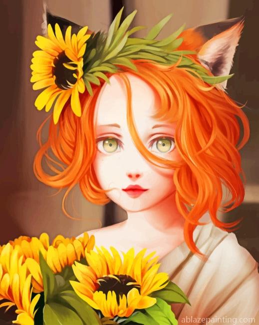 Pretty Sunflowers Girl New Paint By Numbers.jpg