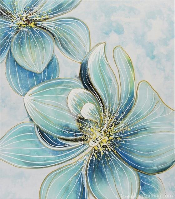 Light Blue Floral Flowers Paint By Numbers.jpg