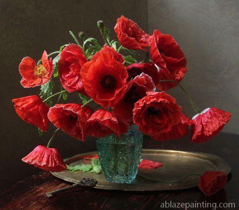 Red Poppies In Glass Vase Paint By Numbers.jpg