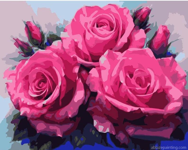 Three Pink Roses Flowers Paint By Numbers.jpg