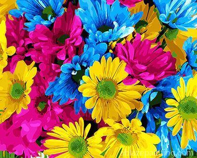 Pink Blue And Yellow Daisies Paint By Numbers.jpg