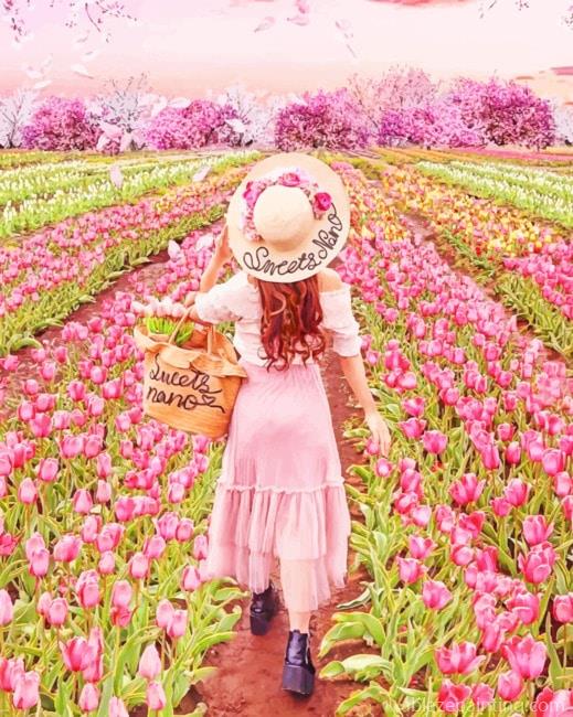 Girl In Pink Flowers Field New Paint By Numbers.jpg