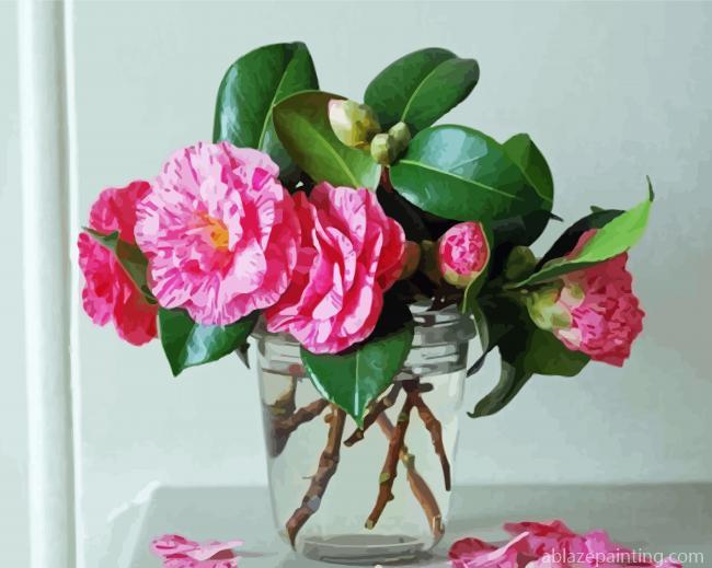 Glass Vase With Camellia Flowers Paint By Numbers.jpg