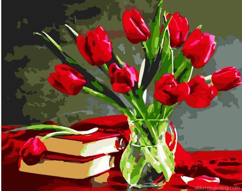 Red Tulips In The Bottle Flowers Paint By Numbers.jpg