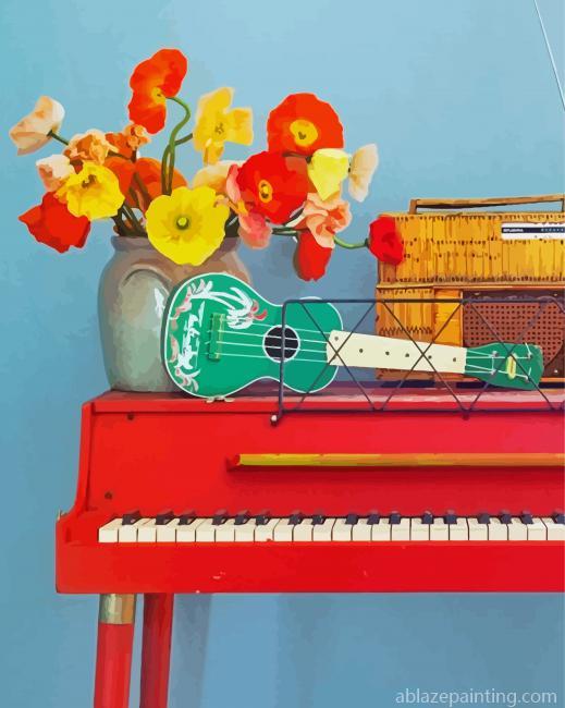 Vintage Poppy Flowers And Piano Paint By Numbers.jpg
