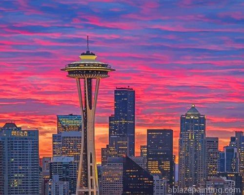 Seattle Space Needle Sunset New Paint By Numbers.jpg