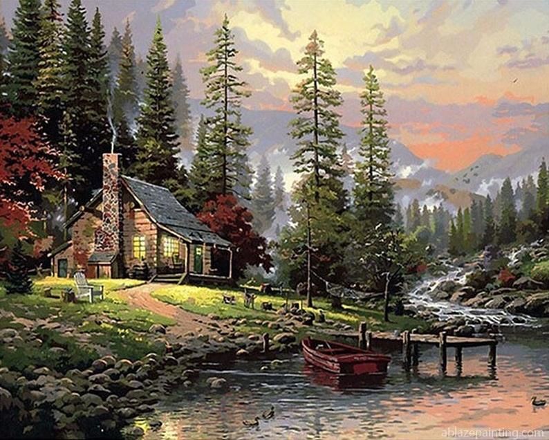 Cabin Near River Paint By Numbers.jpg