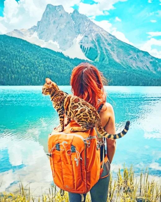 Lady And Cat In Yoho National Park Of Canada New Paint By Numbers.jpg