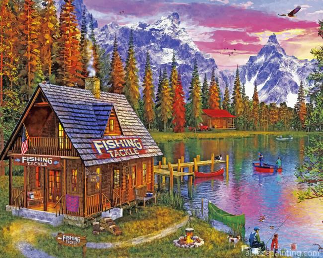 Fishing Cabin Lakeside Paint By Numbers.jpg