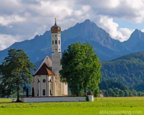 Austria Mountains Church Alps Trees Paint By Numbers.jpg