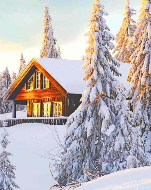 Norwegian Cabin In Snow New Paint By Numbers.jpg