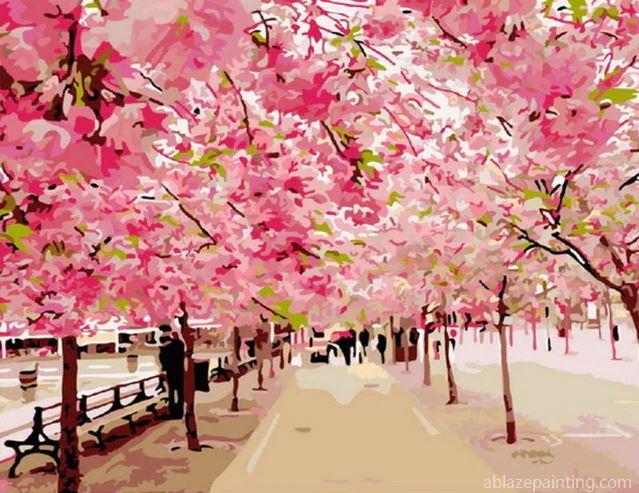 The Cherry Blossom Trees Landscape Paint By Numbers.jpg