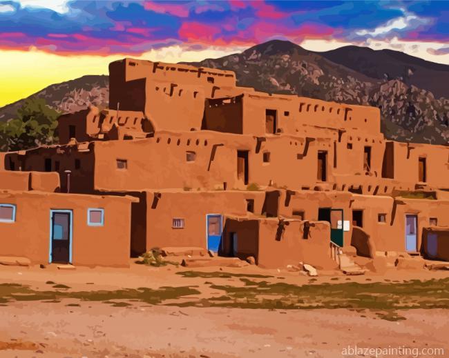 Taos Pueblo Sunset Paint By Numbers.jpg